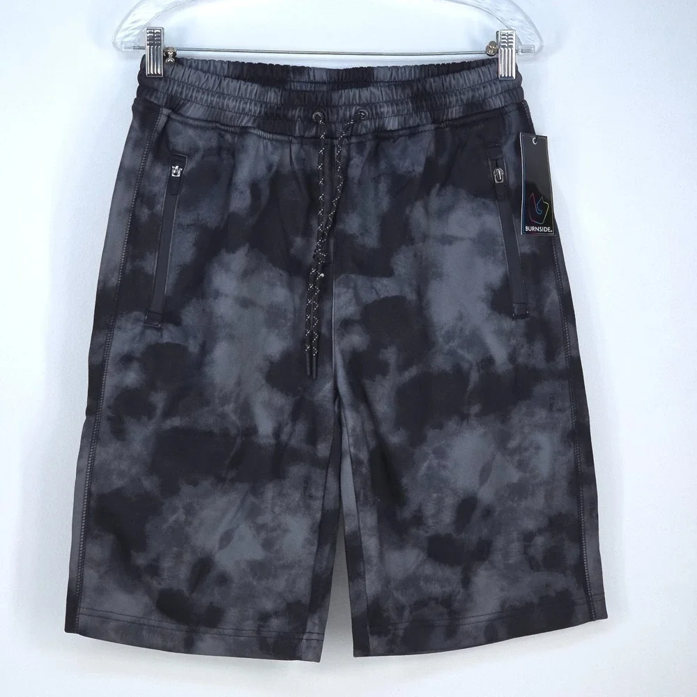 Burnside Tie Dye Fleece Board Shorts Men's‎ Medium Charcoal Black Surf Beach NWT